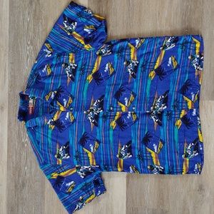 Thums Up For Him Hawaiian Motorcycle Graphic Button Down Shirt Size L